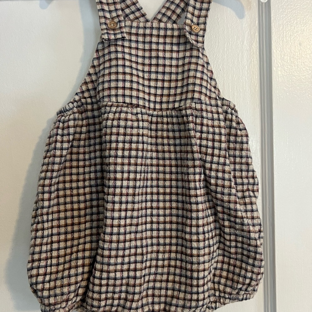 Zara Baby Plaid Romper with snap bottom